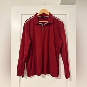 Boss Dark Red & Gray Polo Shirt – Size XXL